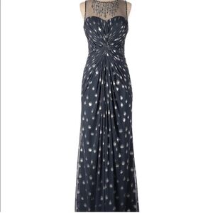 NEW, Adrianna Papell, Sz 10 Blue/Gray Jeweled Twist Chiffon Formal Maxi Dress